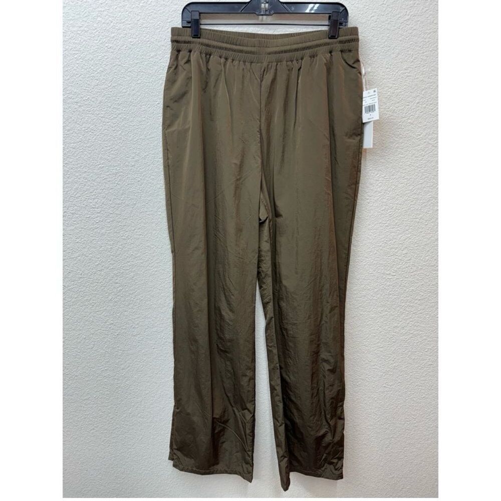 Good American Pants Women's Size 3 / L Shine Wide Leg Track Pants Mocha New nwt - Picture 4 of 9